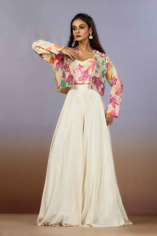 Cream Cut Dana HO silk Indo Western 1017-10082