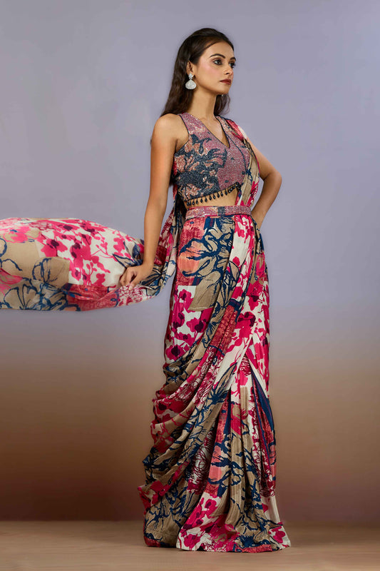 Blue Sequins Crepe Indo Western 1022-10089