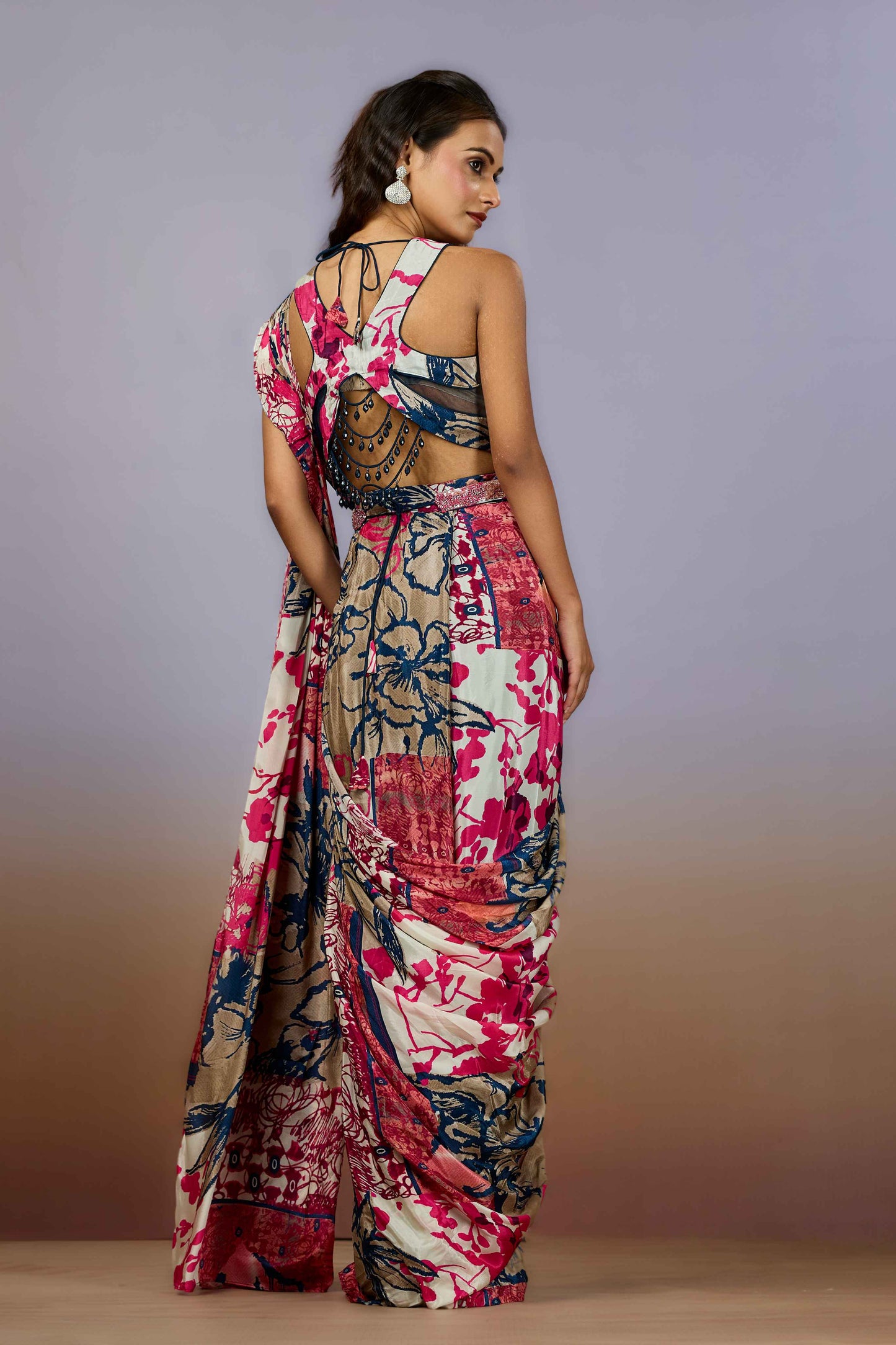 Blue Sequins Crepe Indo Western 1022-10089