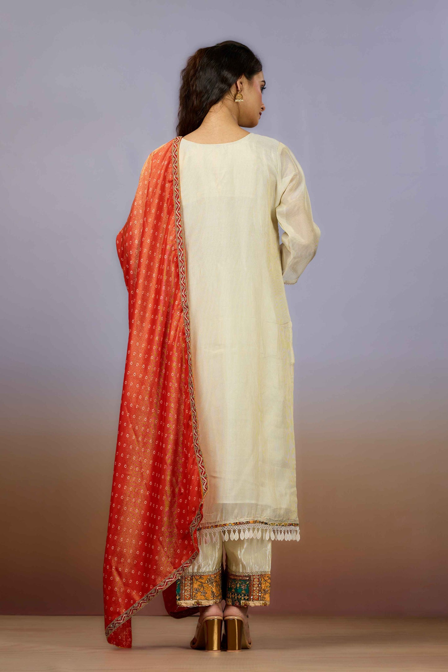 Cream Zariwork Tissue Salwar Suits 1019-10113