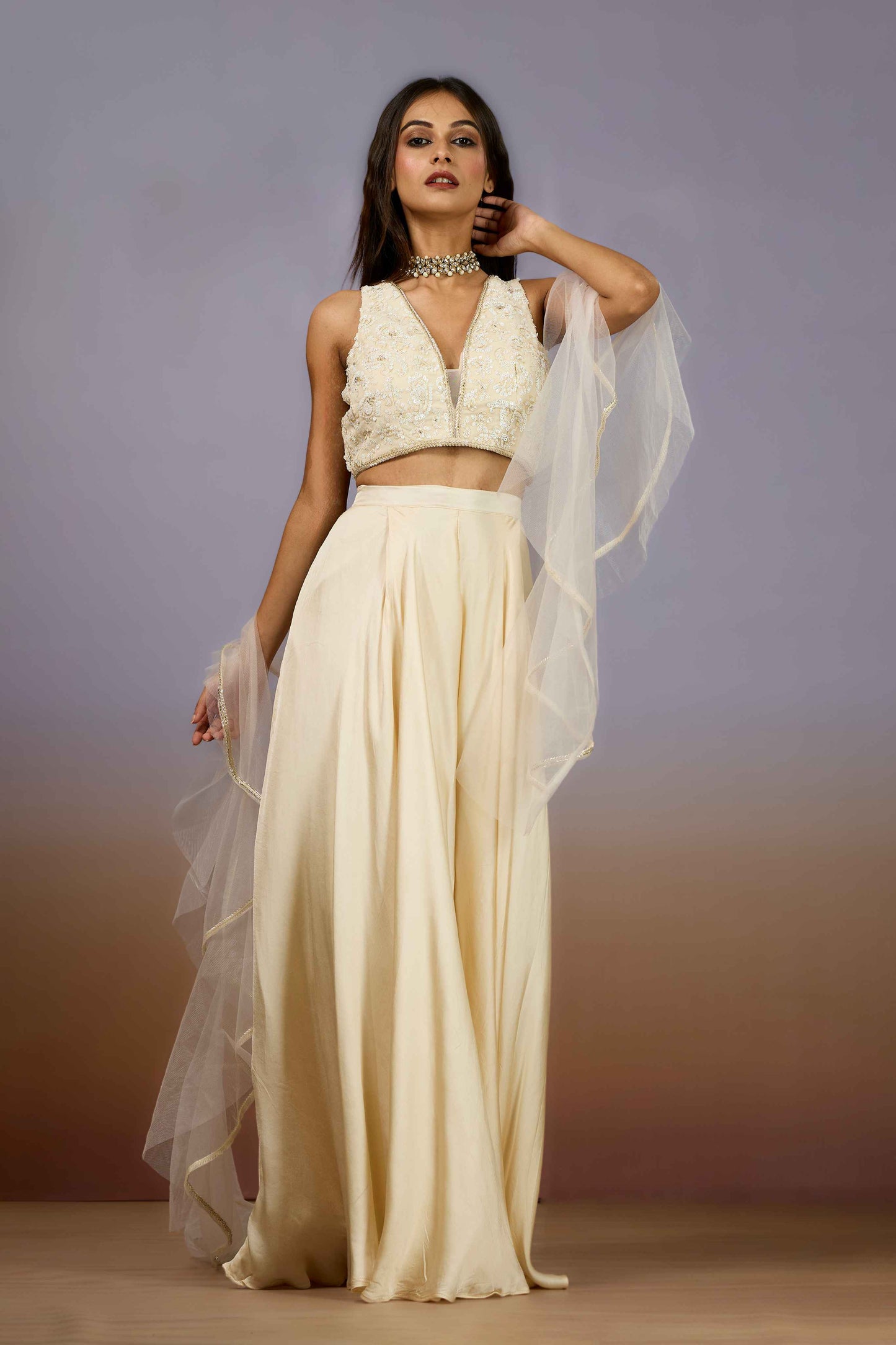 Cream Cut Dana HO silk Indo Western 1024-10114