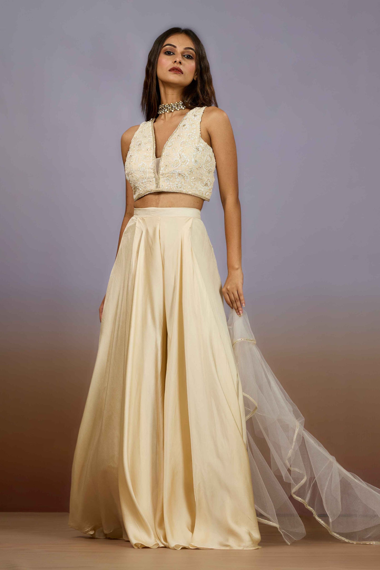 Cream Cut Dana HO silk Indo Western 1024-10114