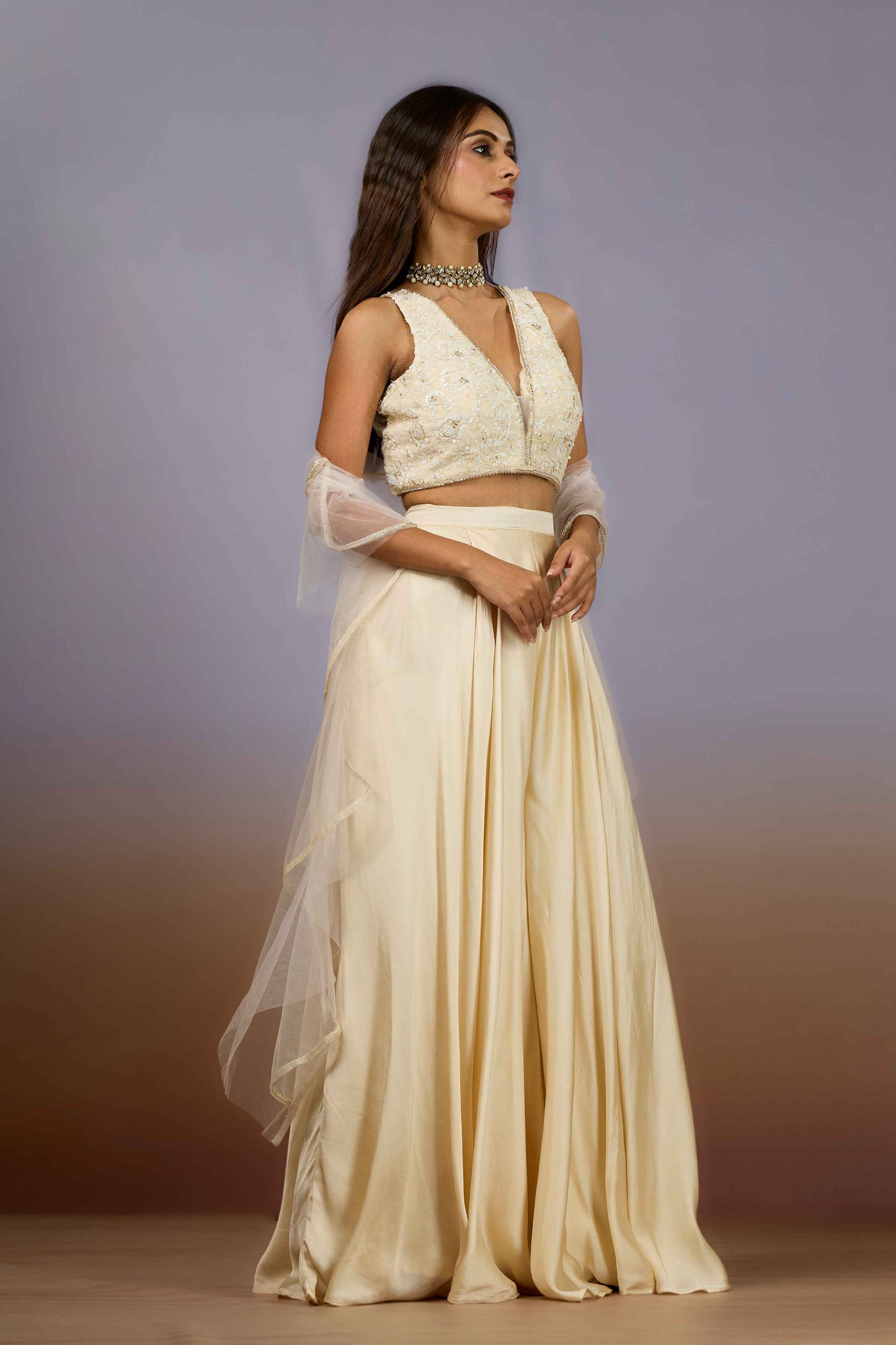 Cream Cut Dana HO silk Indo Western 1024-10114