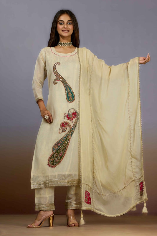 Golden Sequins Tissue Salwar Suits 1019-10094