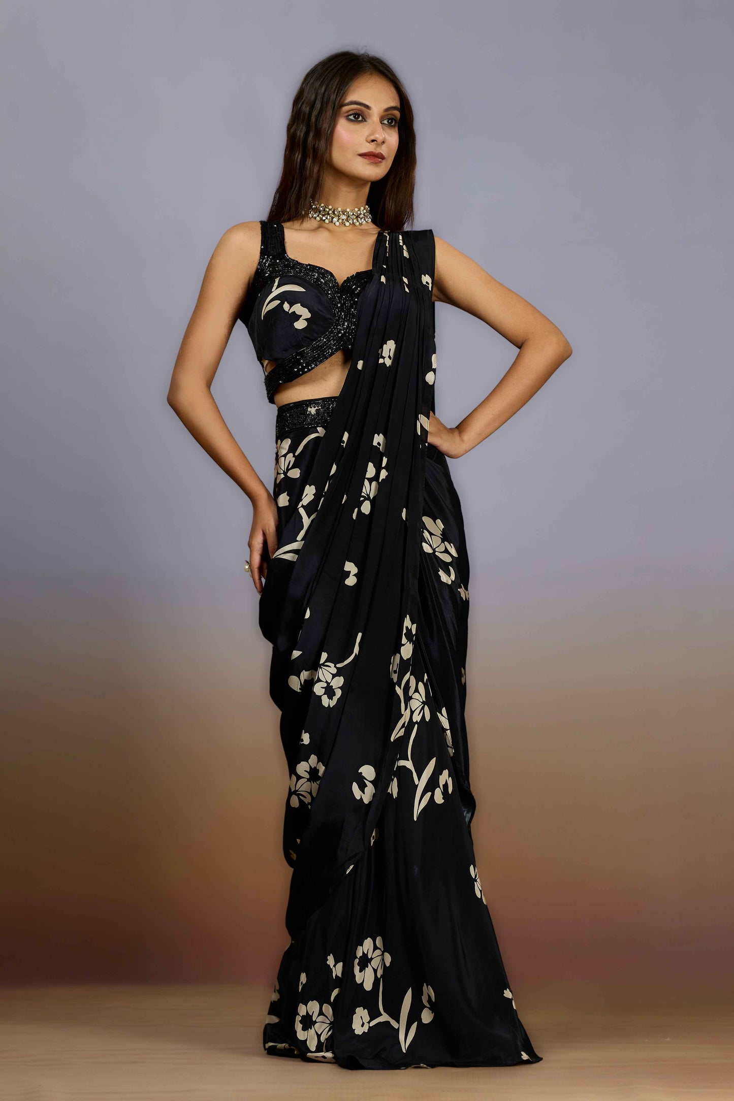 Black Cut Dana HO silk Indo Western 1022-10109