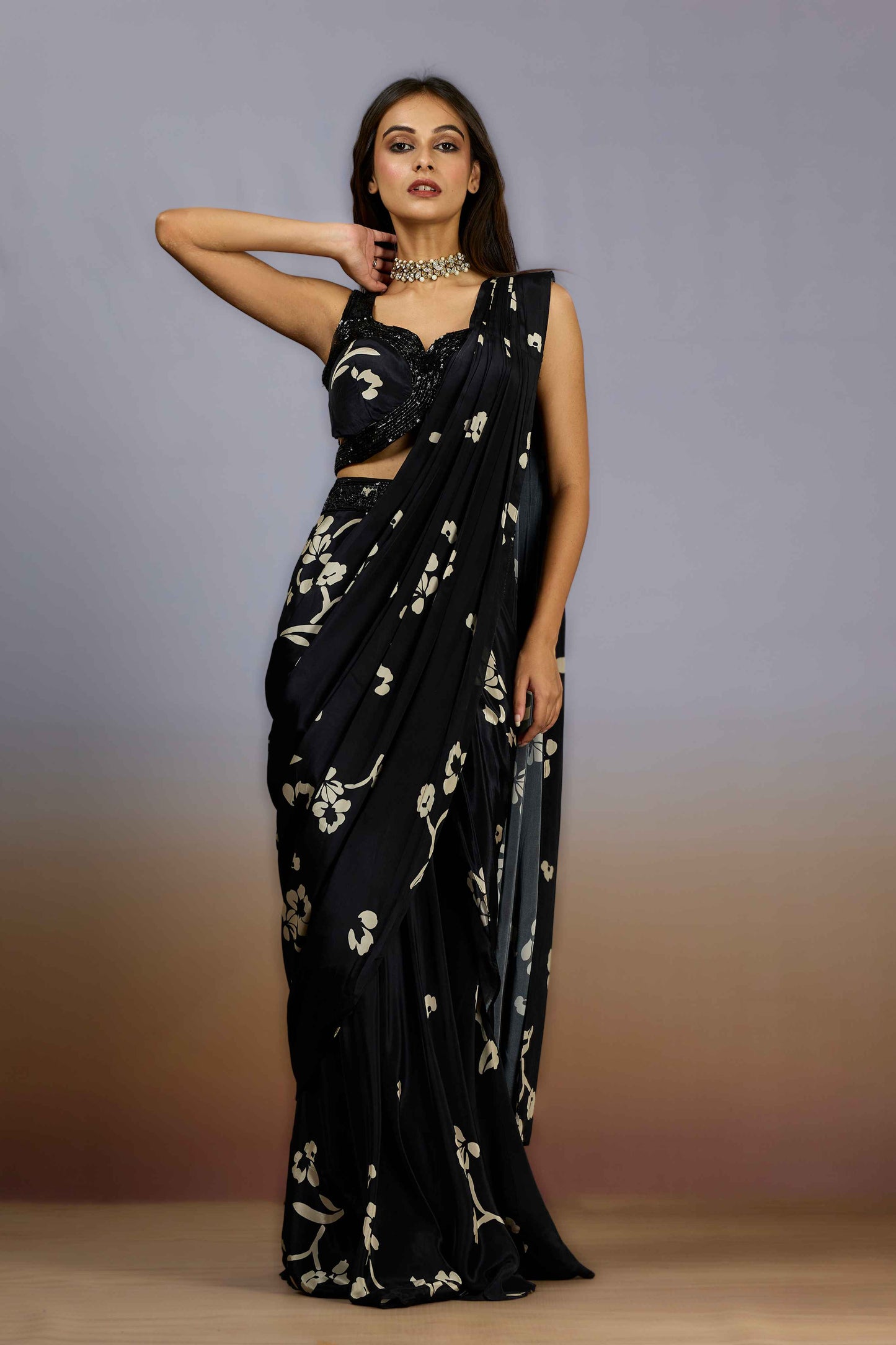 Black Cut Dana HO silk Indo Western 1022-10109