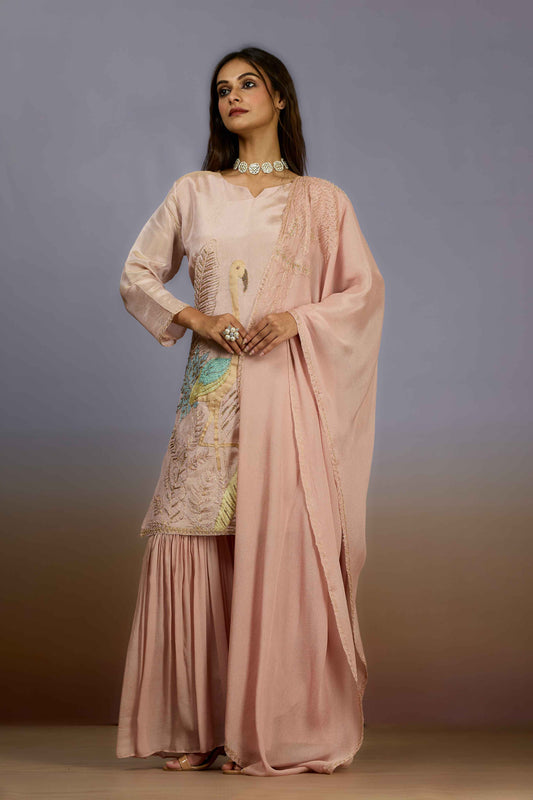 Peach Pearlwork Chinon Indo Western 1018-10079