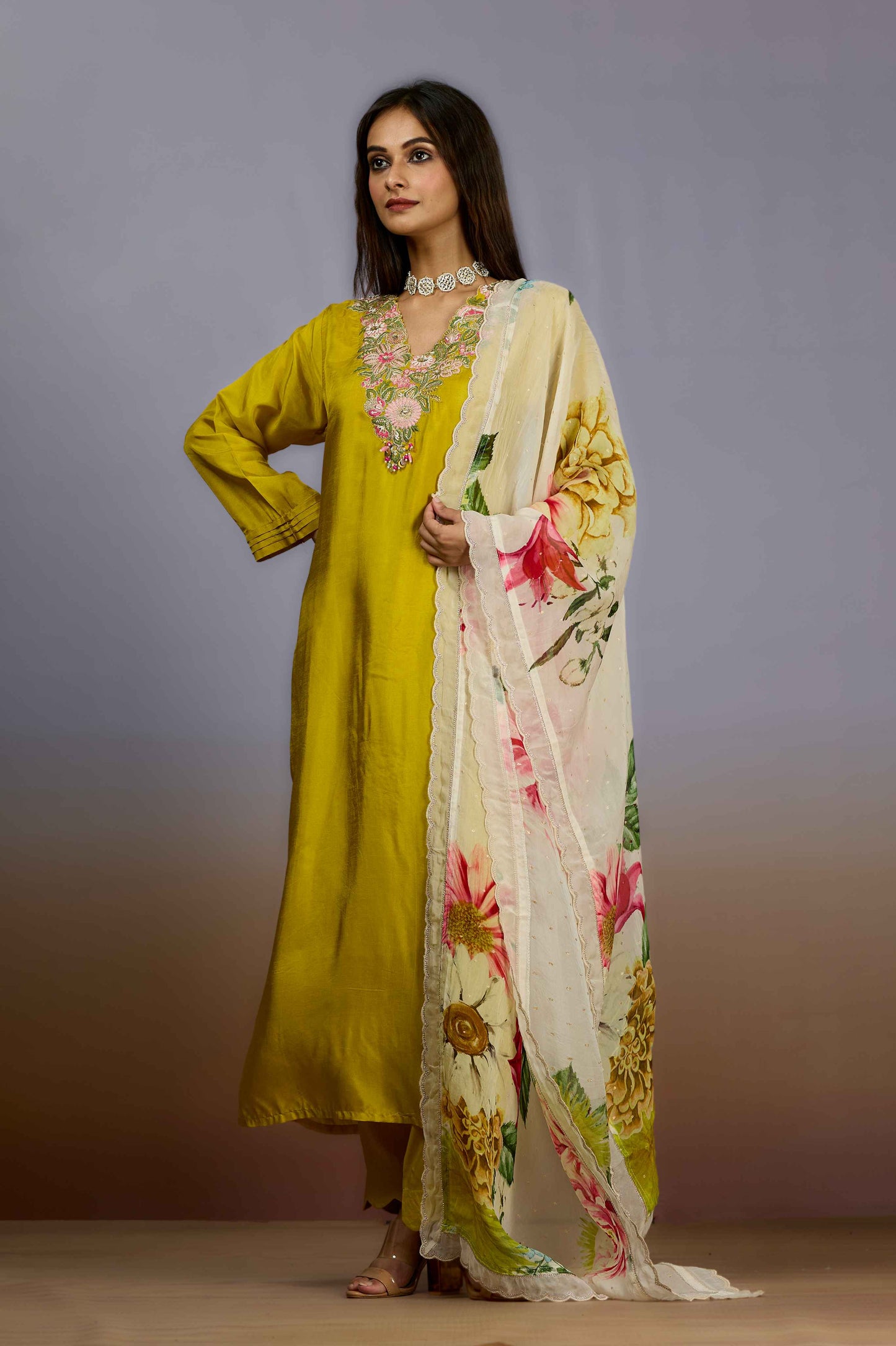 Yellow Sequins HO silk Salwar Suits 1016-10086