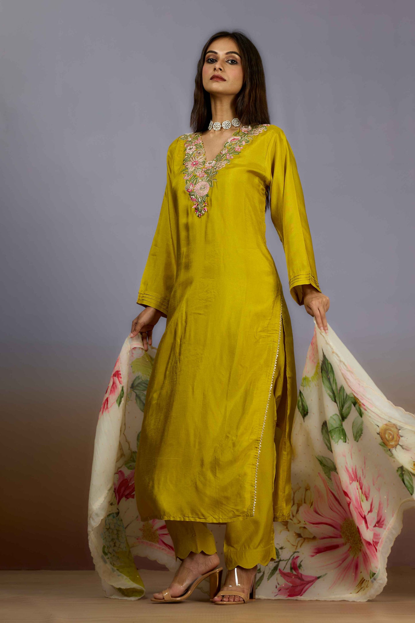 Yellow Sequins HO silk Salwar Suits 1016-10086