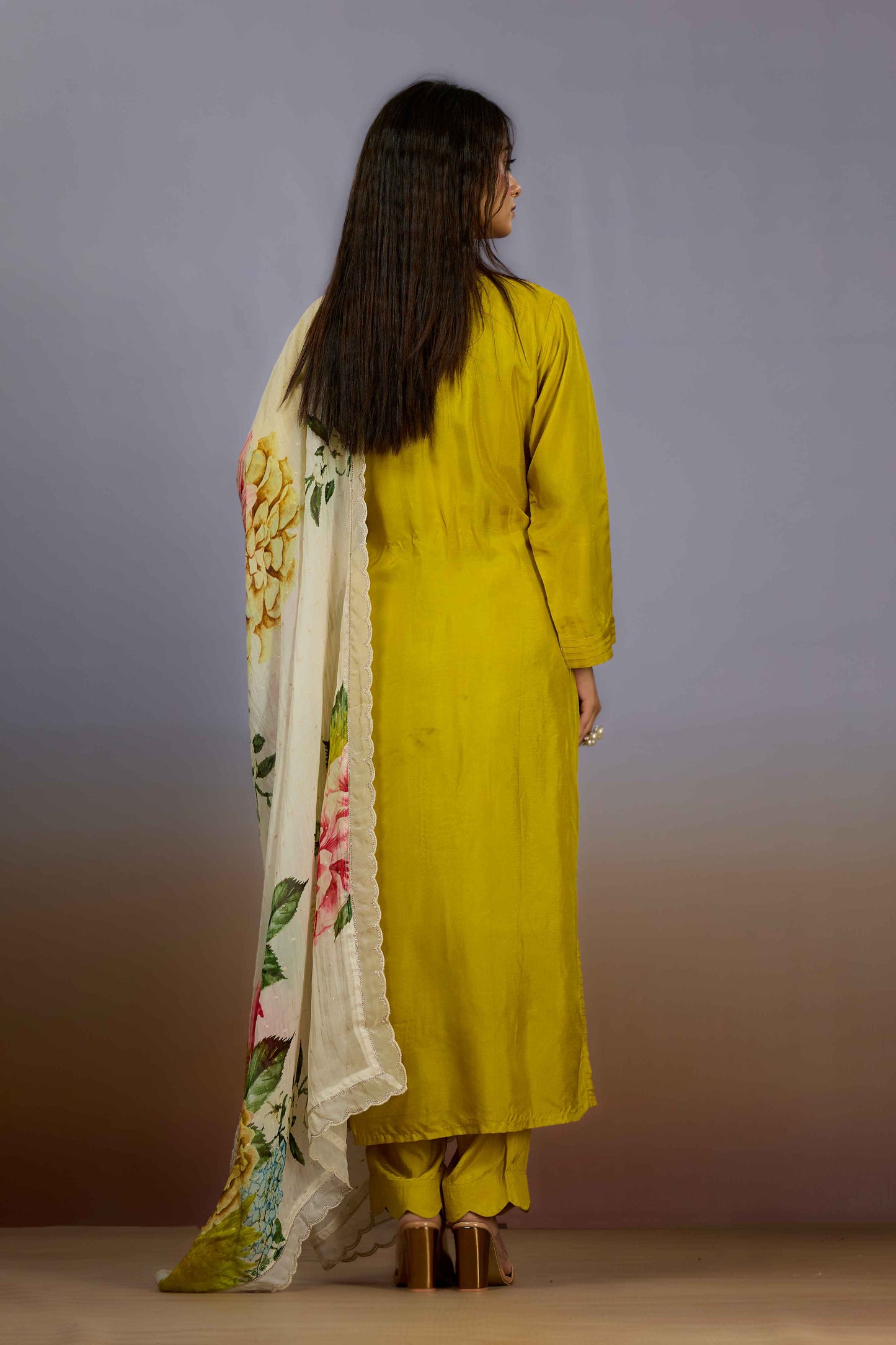 Yellow Sequins HO silk Salwar Suits 1016-10086
