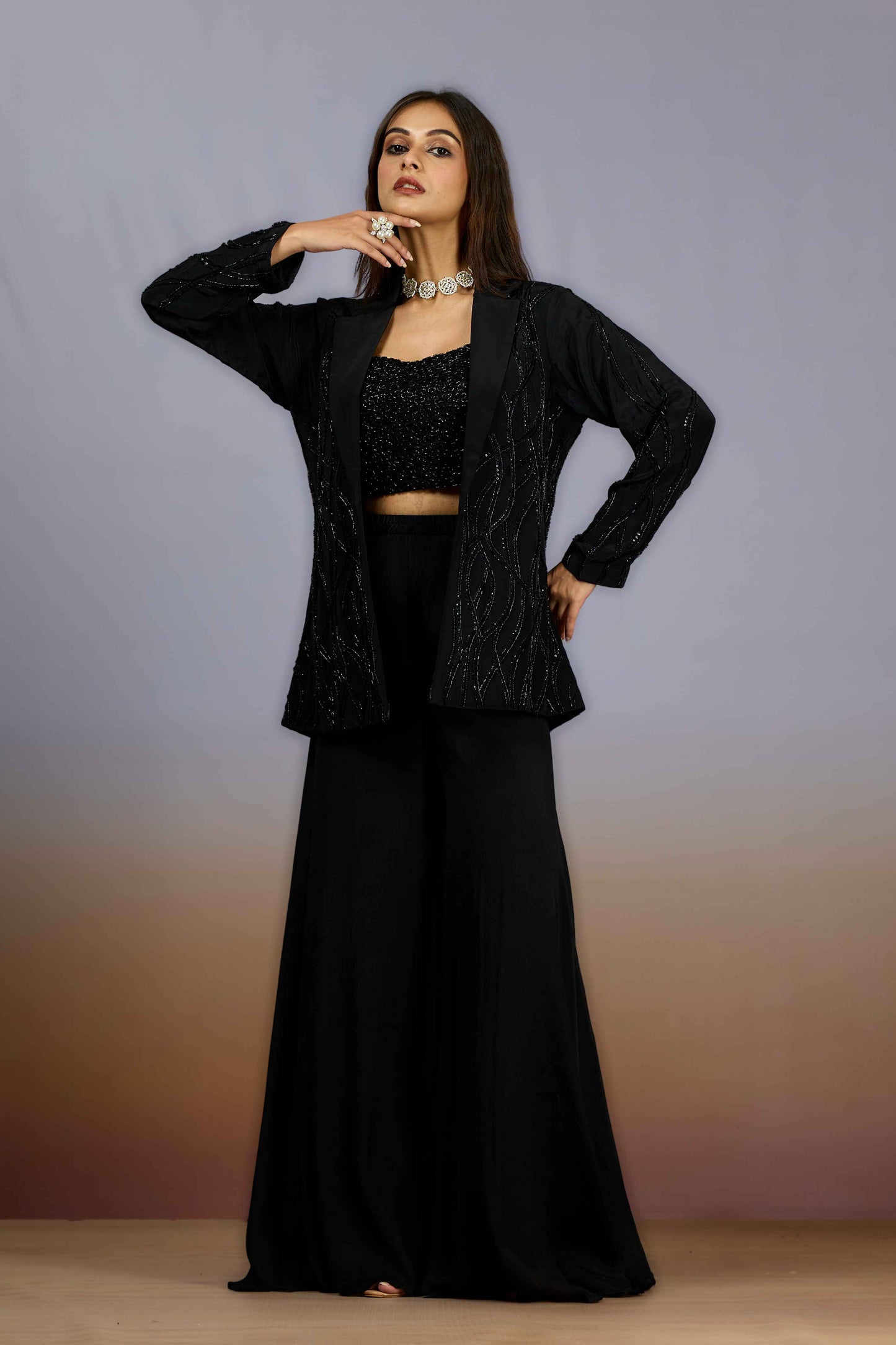 Black Cut Dana Chinon Indo Western 1024-10099