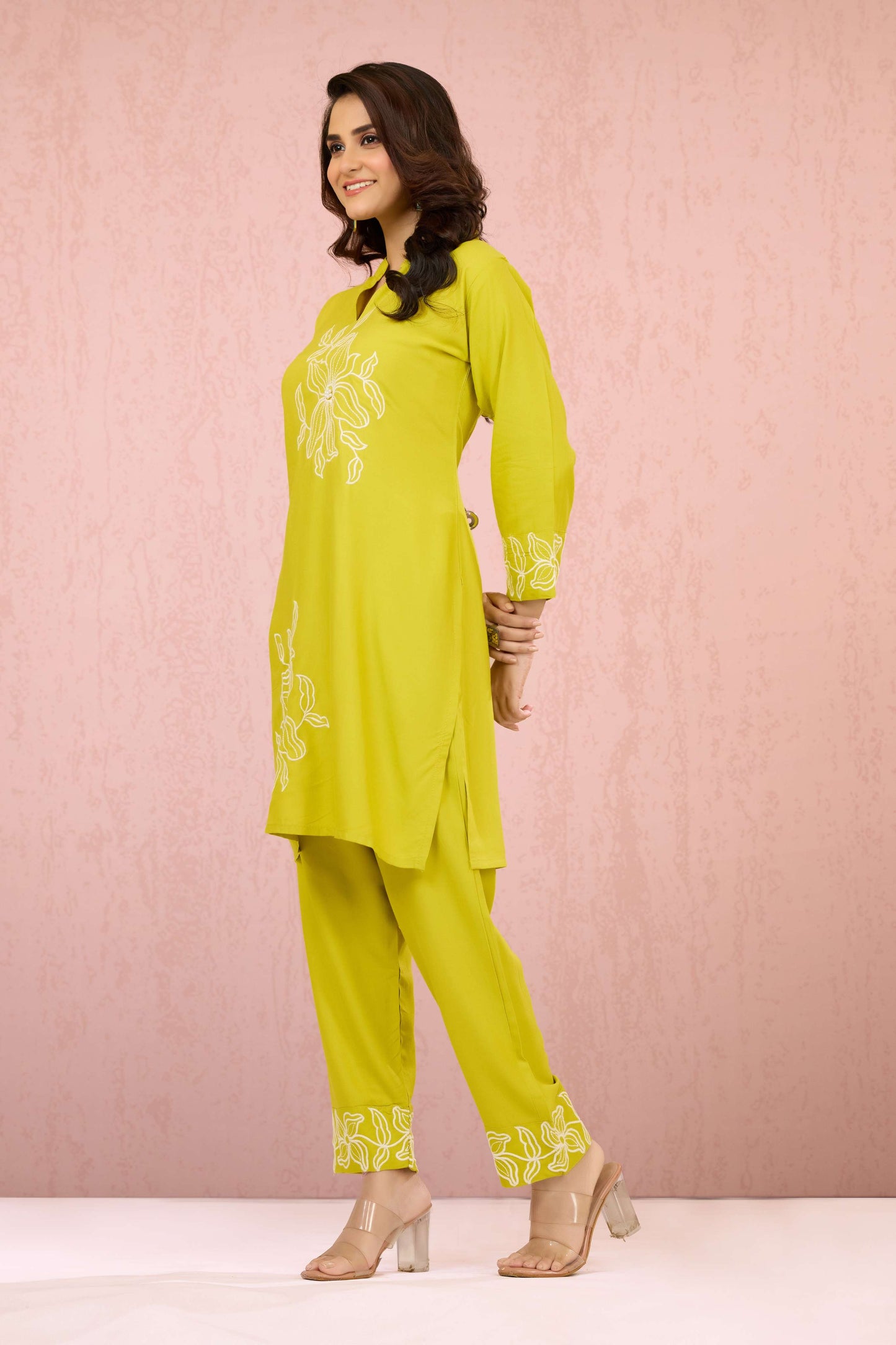Green Embroidery Rayon Coord Set 1013-10061