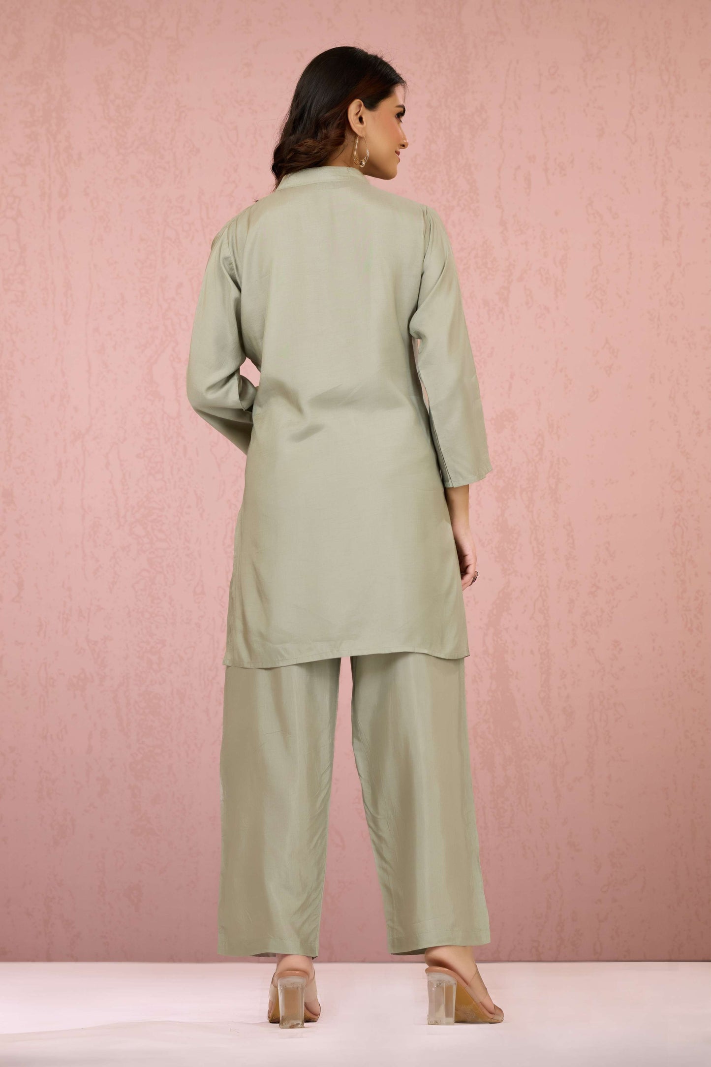 Grey Embroidery Rayon Coord Set 1013-10053