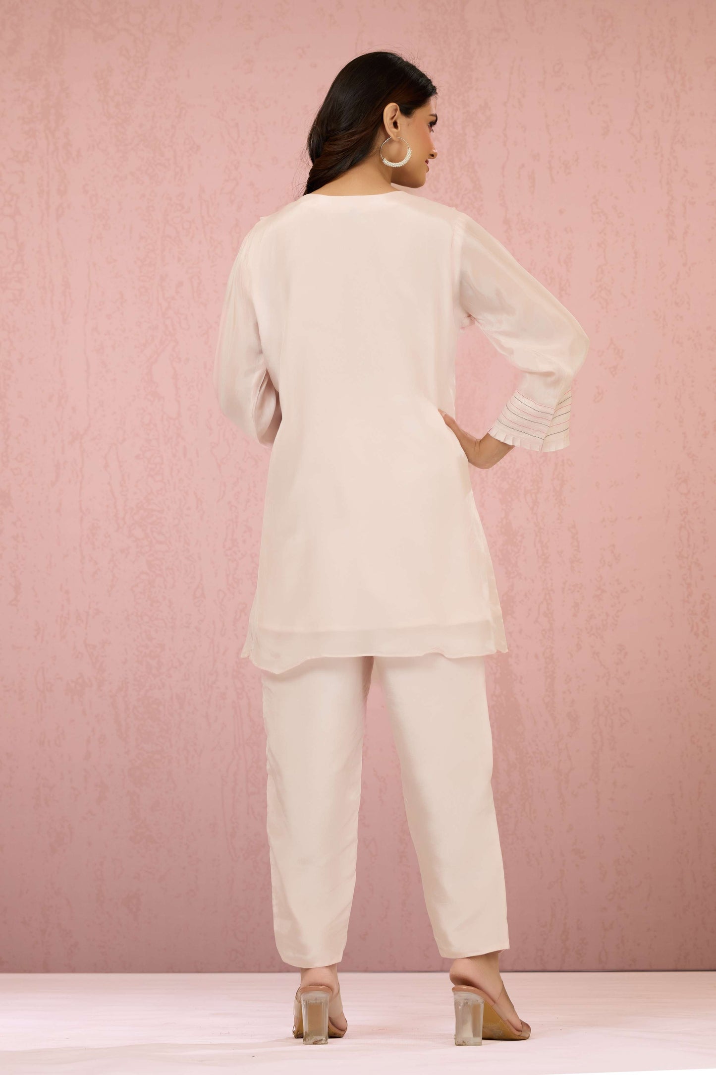 Pink Kutch work HO silk Coord Set 1014-10045