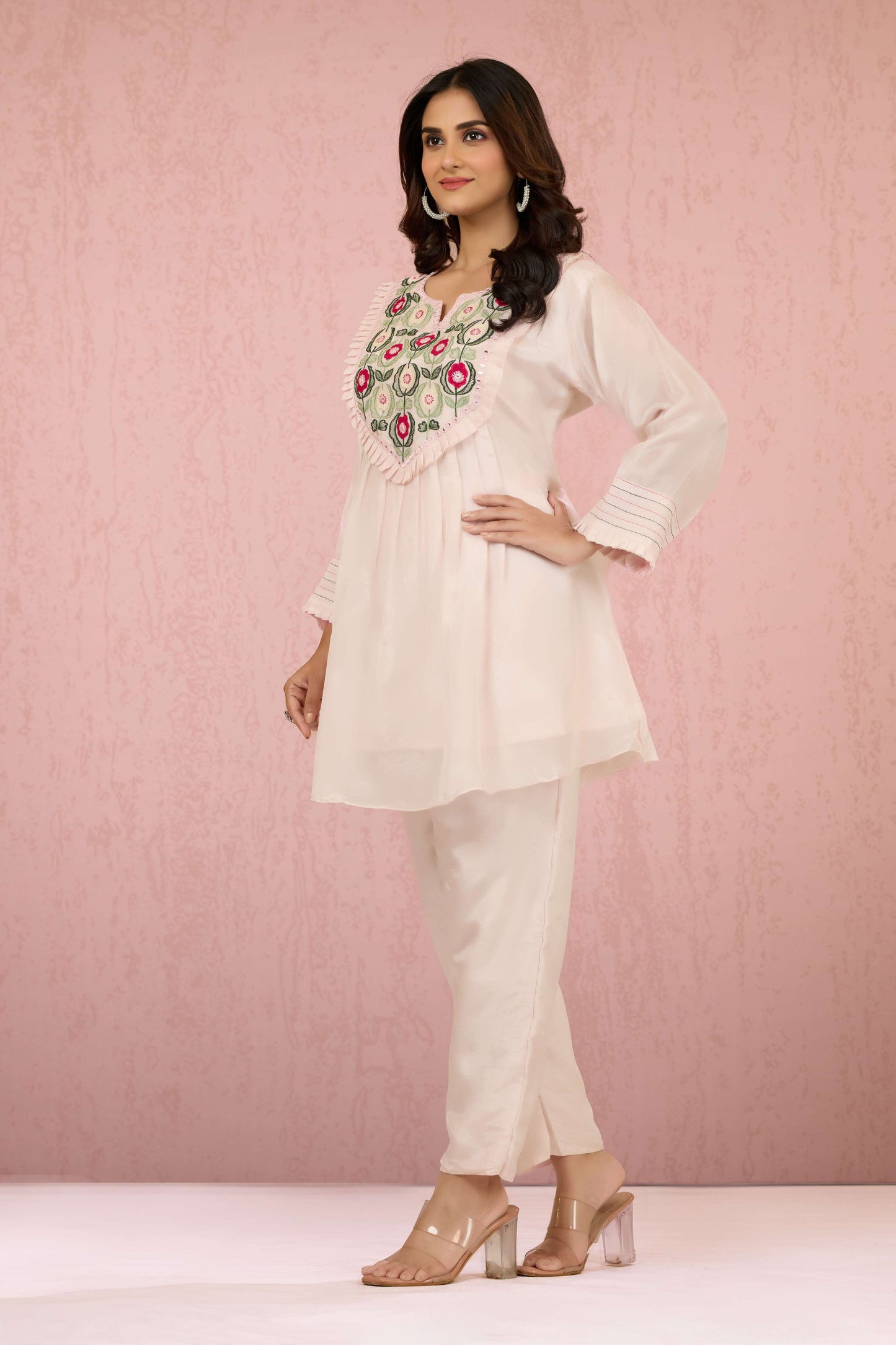 Pink Kutch work HO silk Coord Set 1014-10045