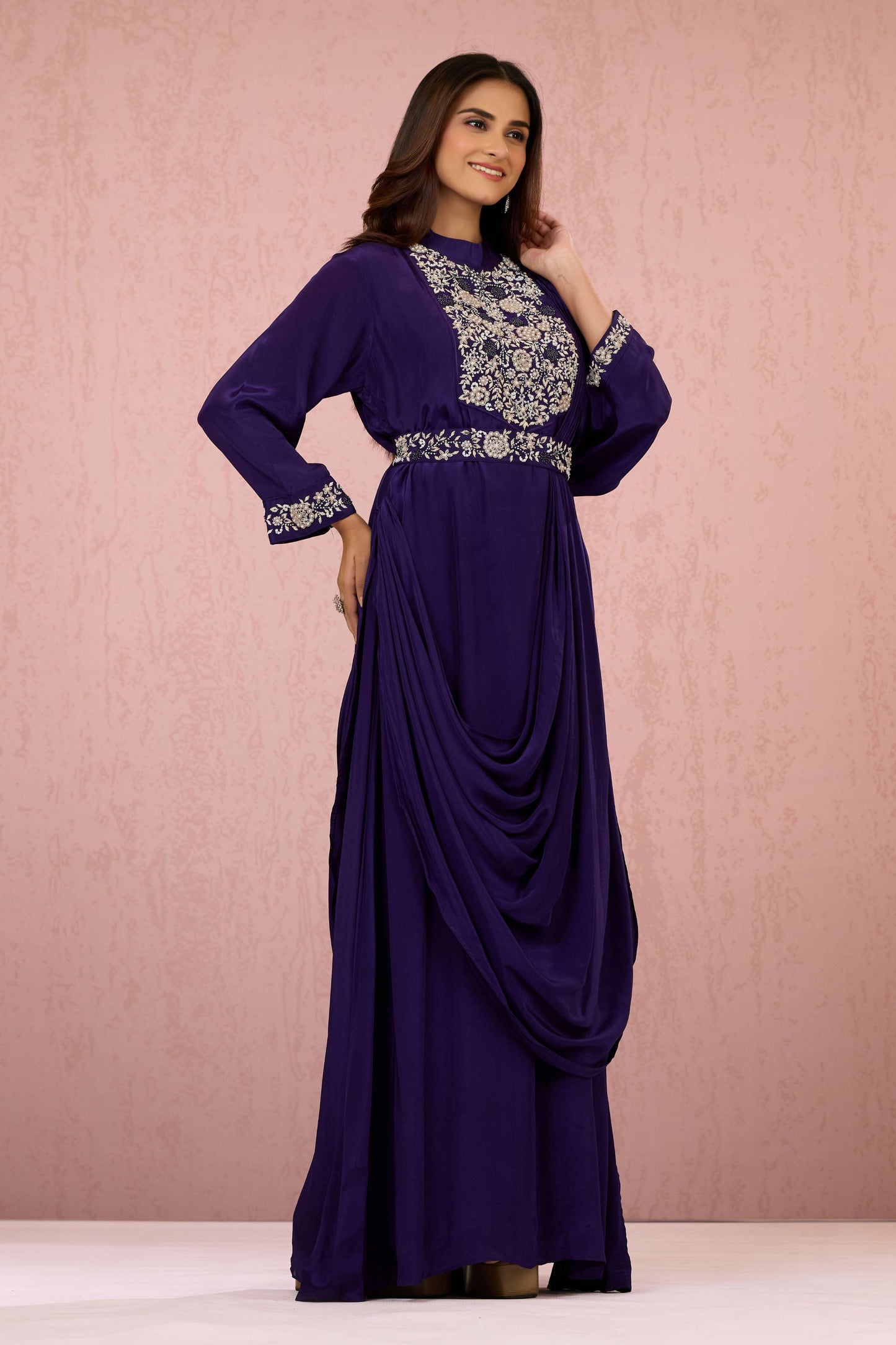 Purple zardozi work HO silk Dress 1014-10071