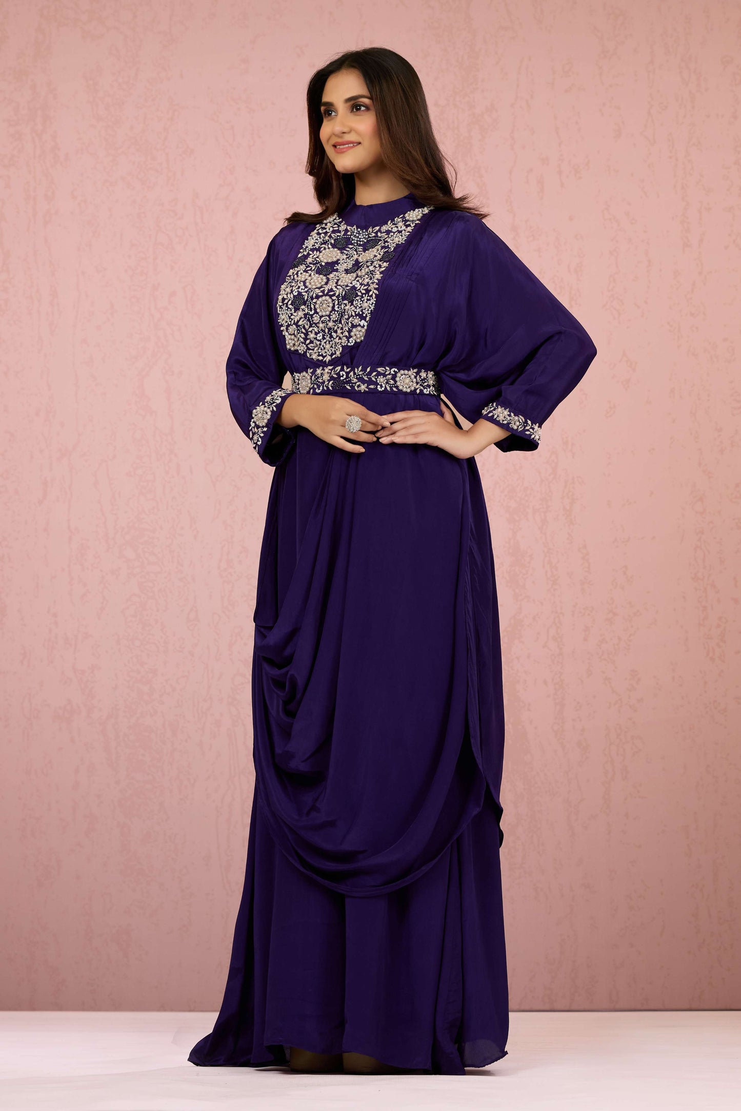 Purple zardozi work HO silk Dress 1014-10071