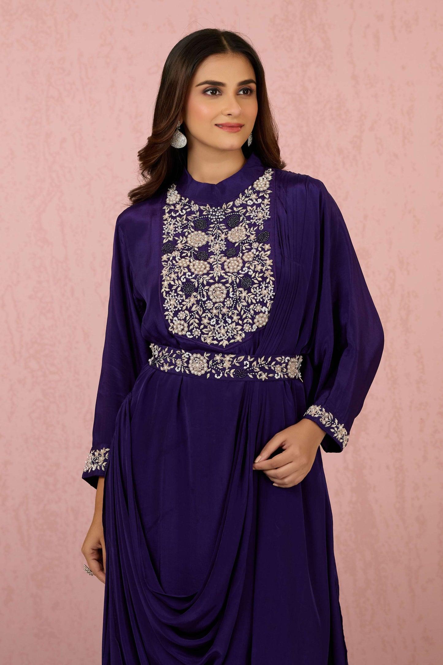 Purple zardozi work HO silk Dress 1014-10071