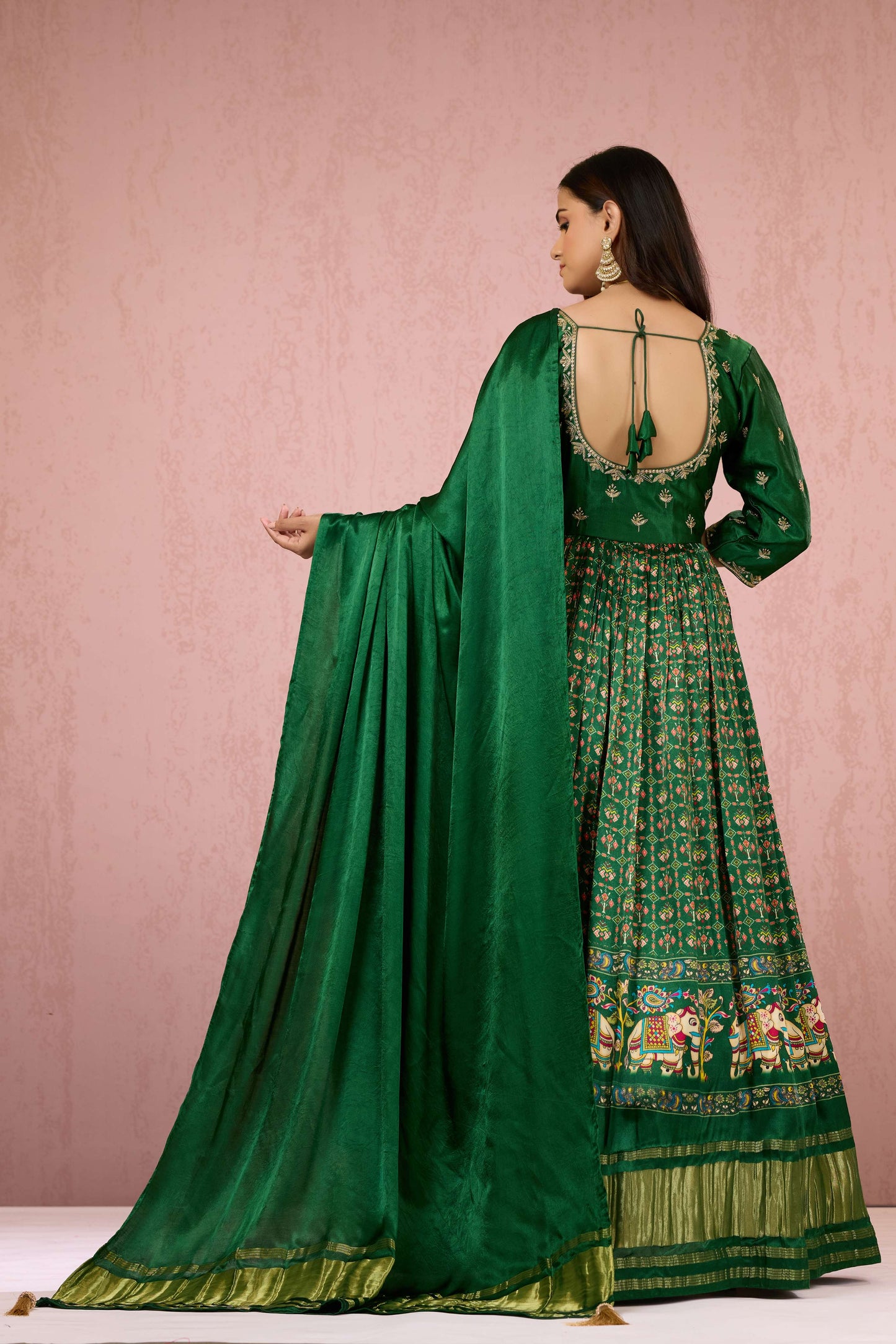 Green Boolean work Modal Dress 1015-10070