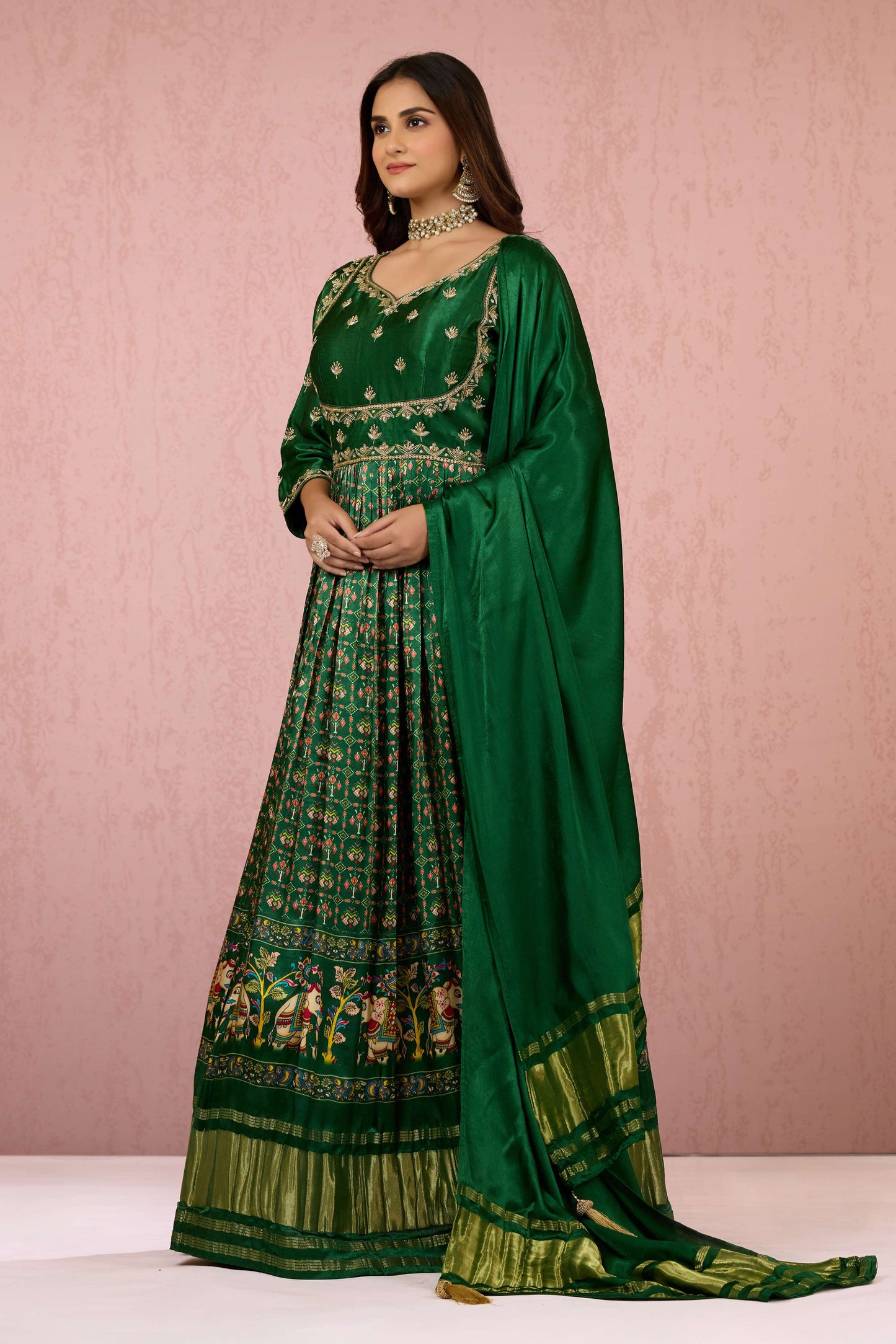 Green Boolean work Modal Dress 1015-10070