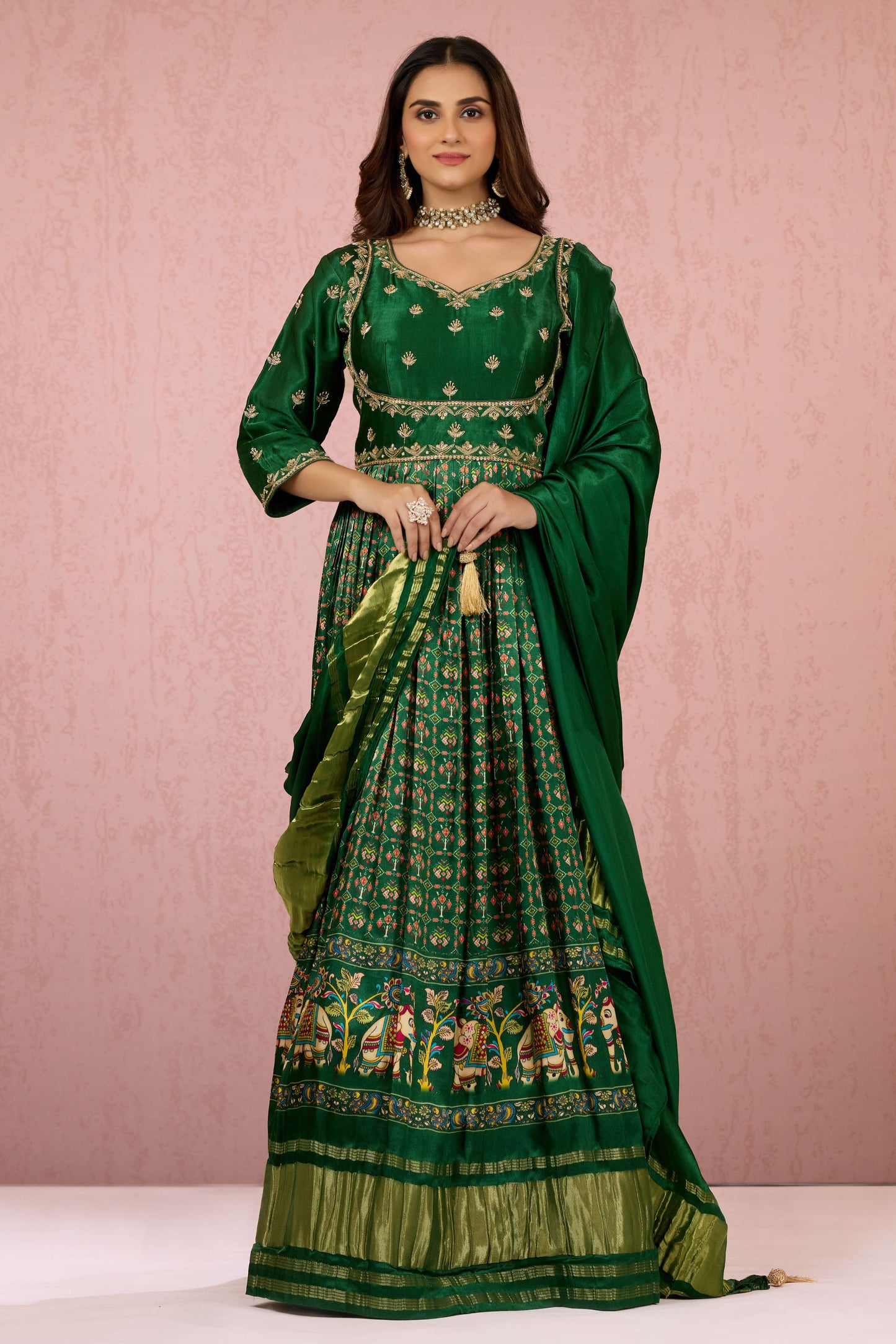 Green Boolean work Modal Dress 1015-10070