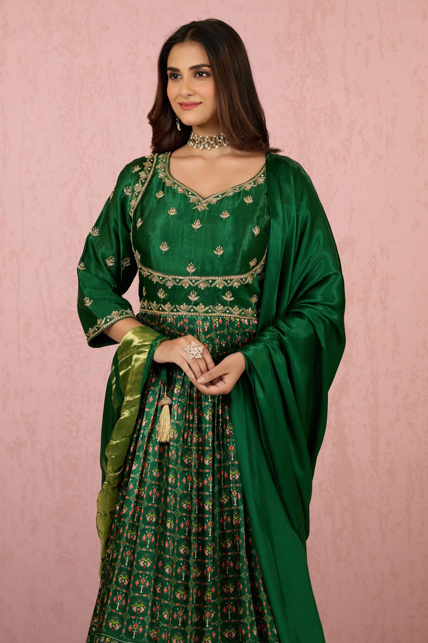 Green Boolean work Modal Dress 1015-10070