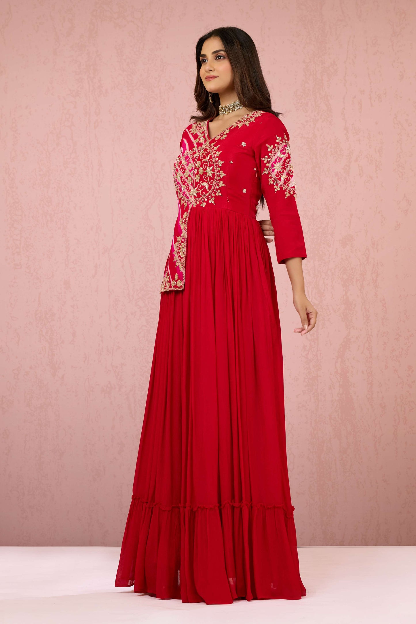 Red Boolean work Chinon Dress 1015-10068
