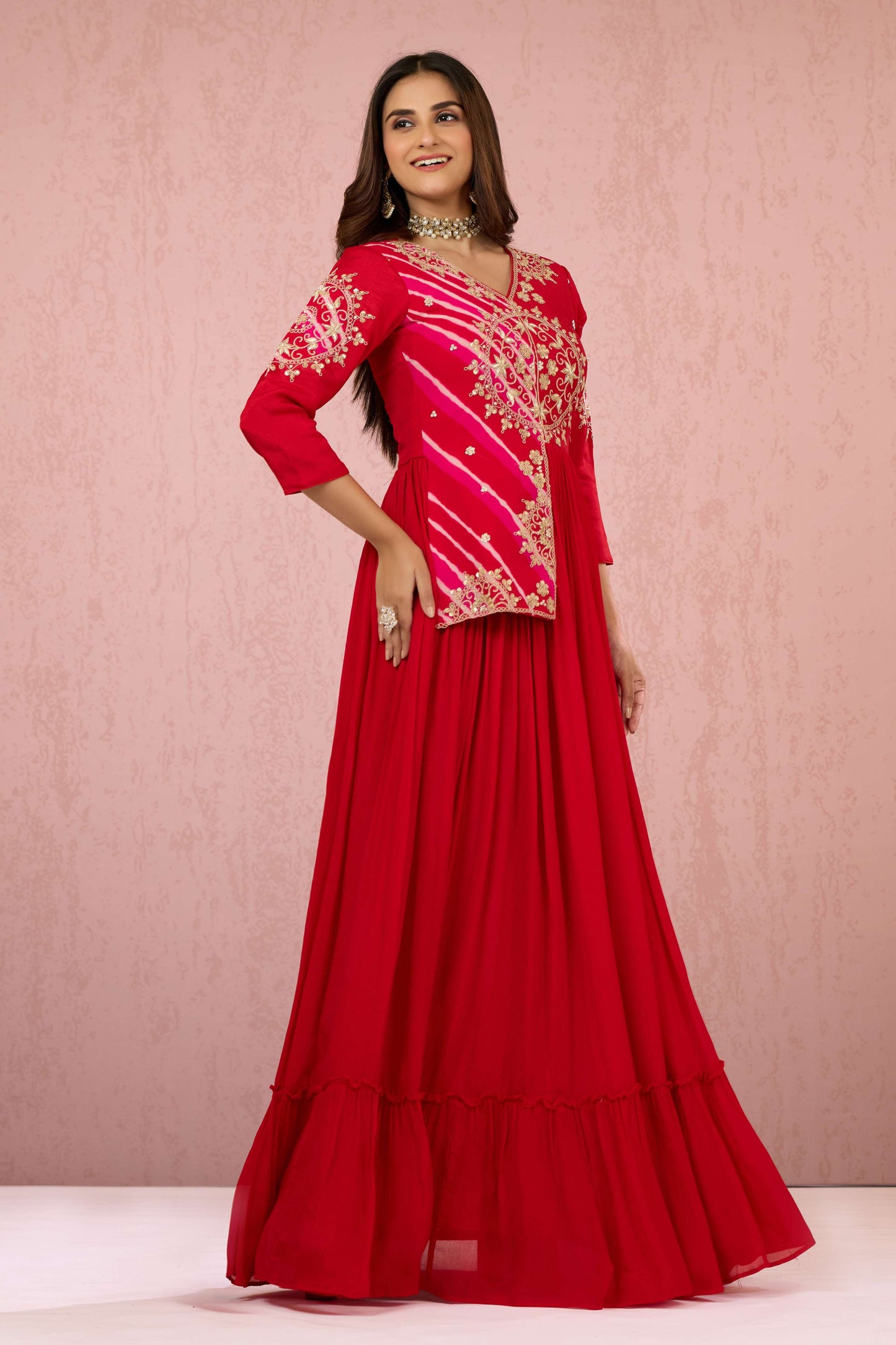 Red Boolean work Chinon Dress 1015-10068