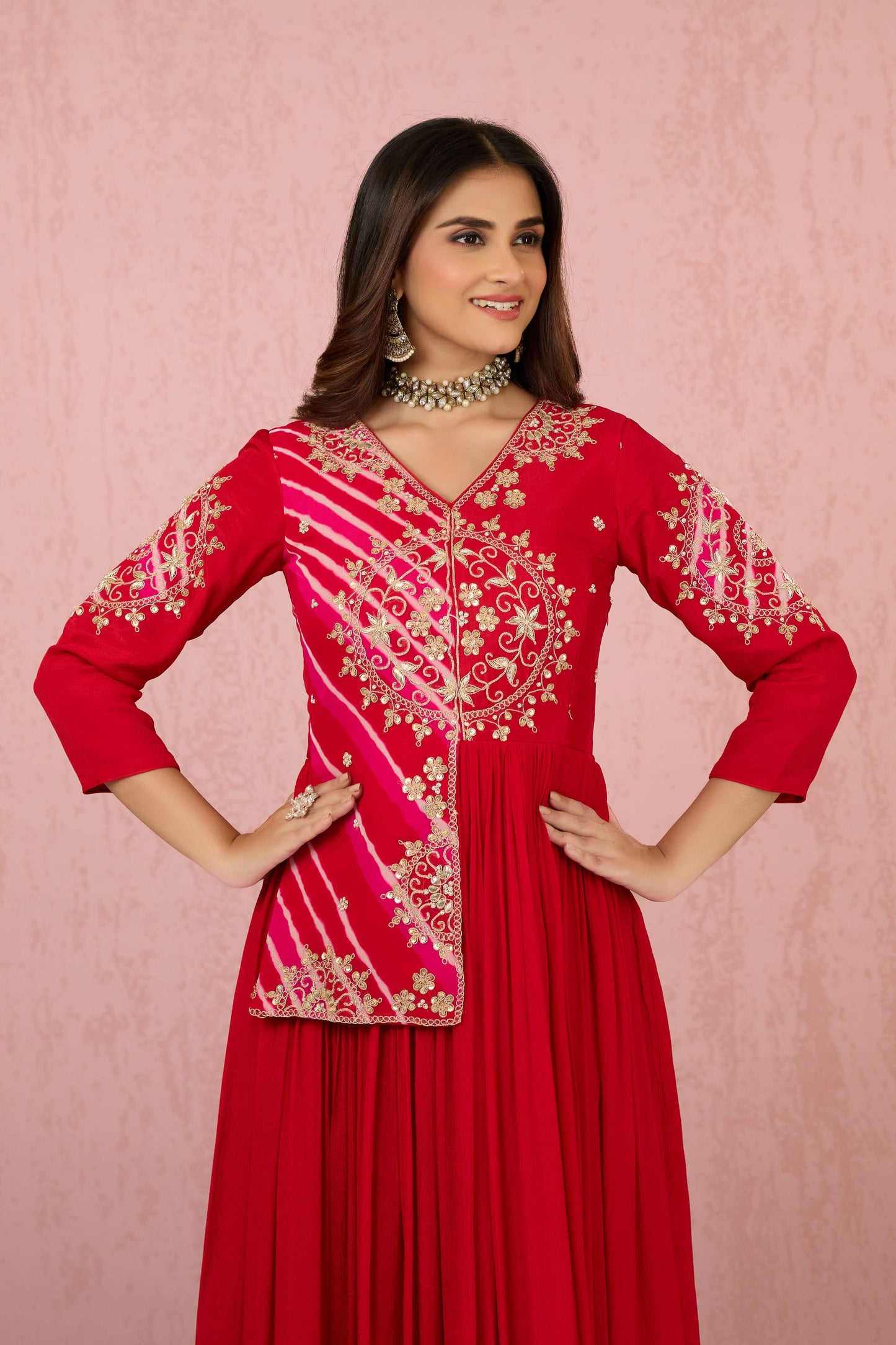 Red Boolean work Chinon Dress 1015-10068