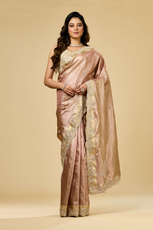 Peach Cut Dana Jacquard Sarees 1007-10017