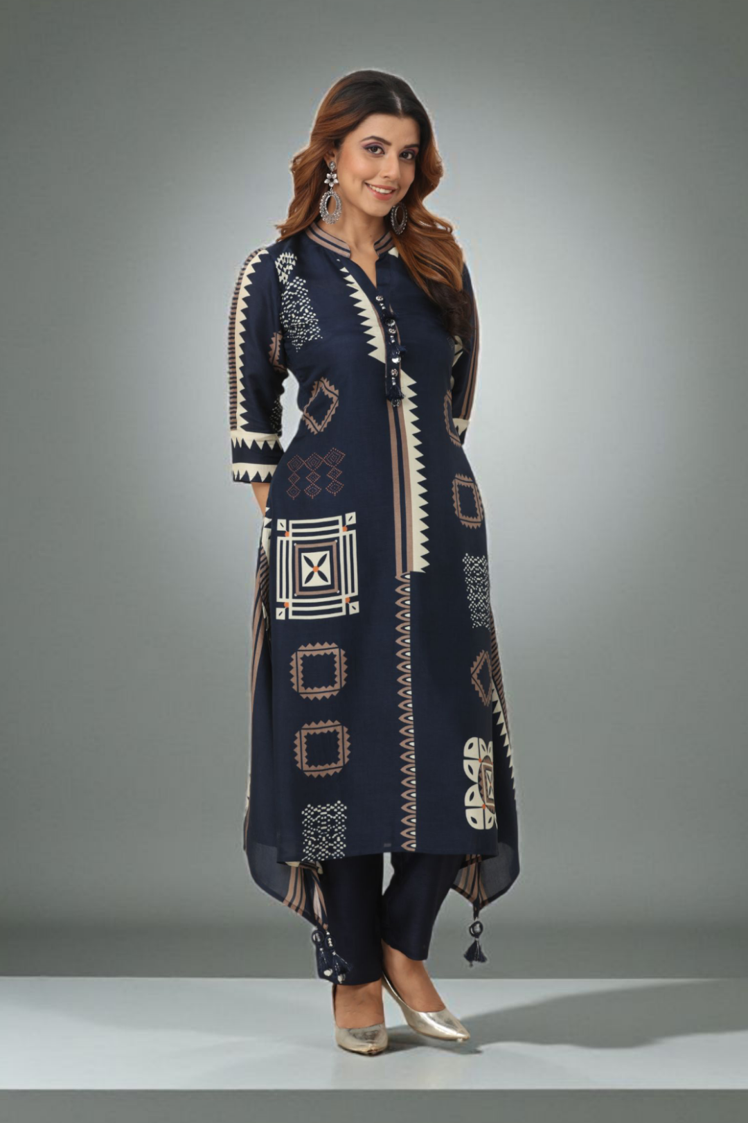 Blue Printed Dola Silk Salwar Suits 1027-10167