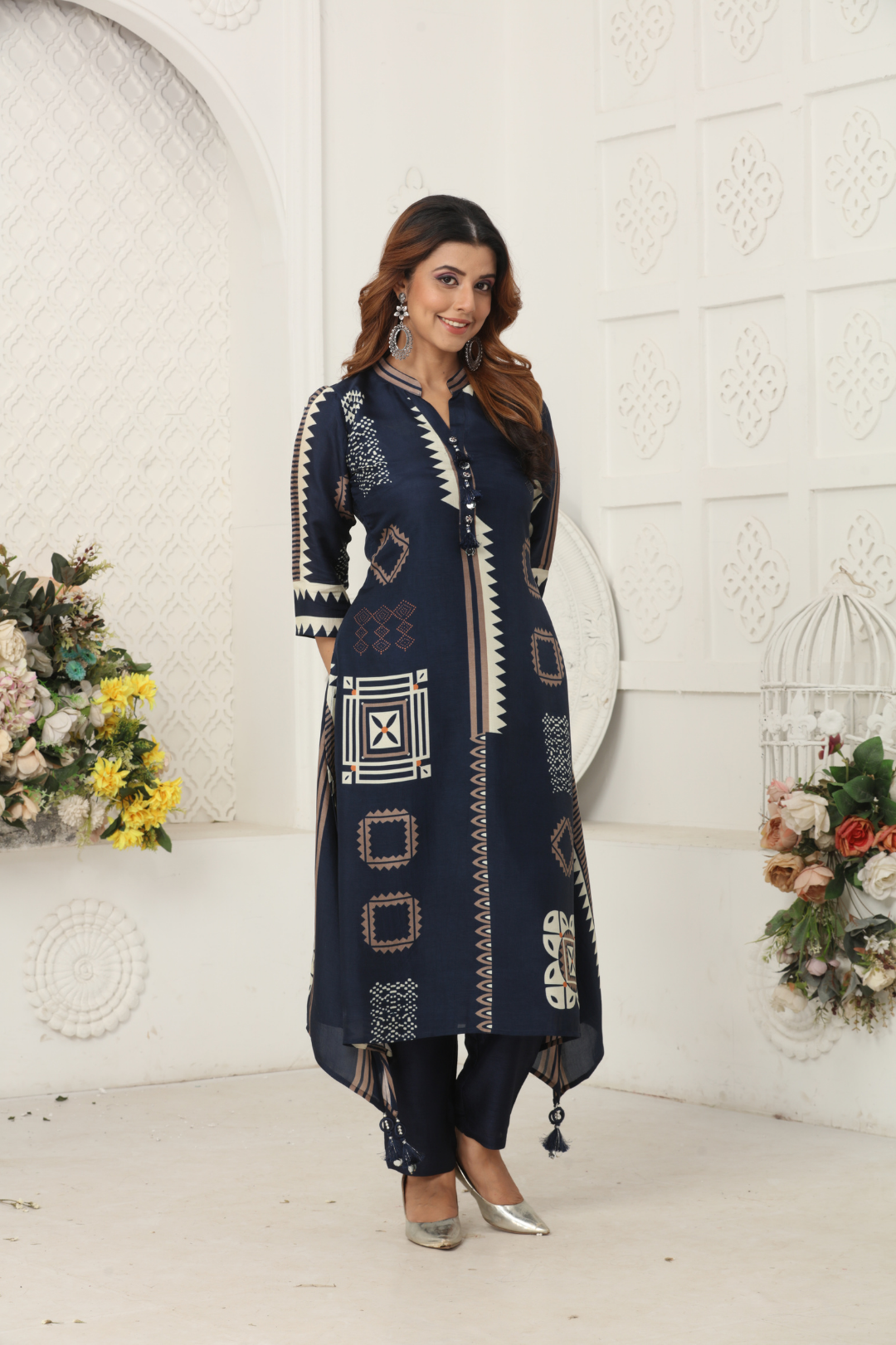 Blue Printed Dola Silk Salwar Suits 1027-10167