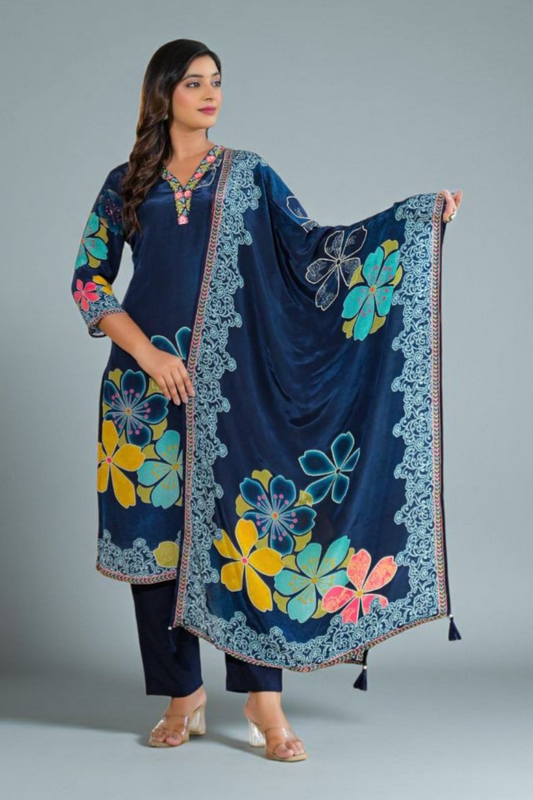 Blue Thread work Crape  Salwar Suits 1017-10158