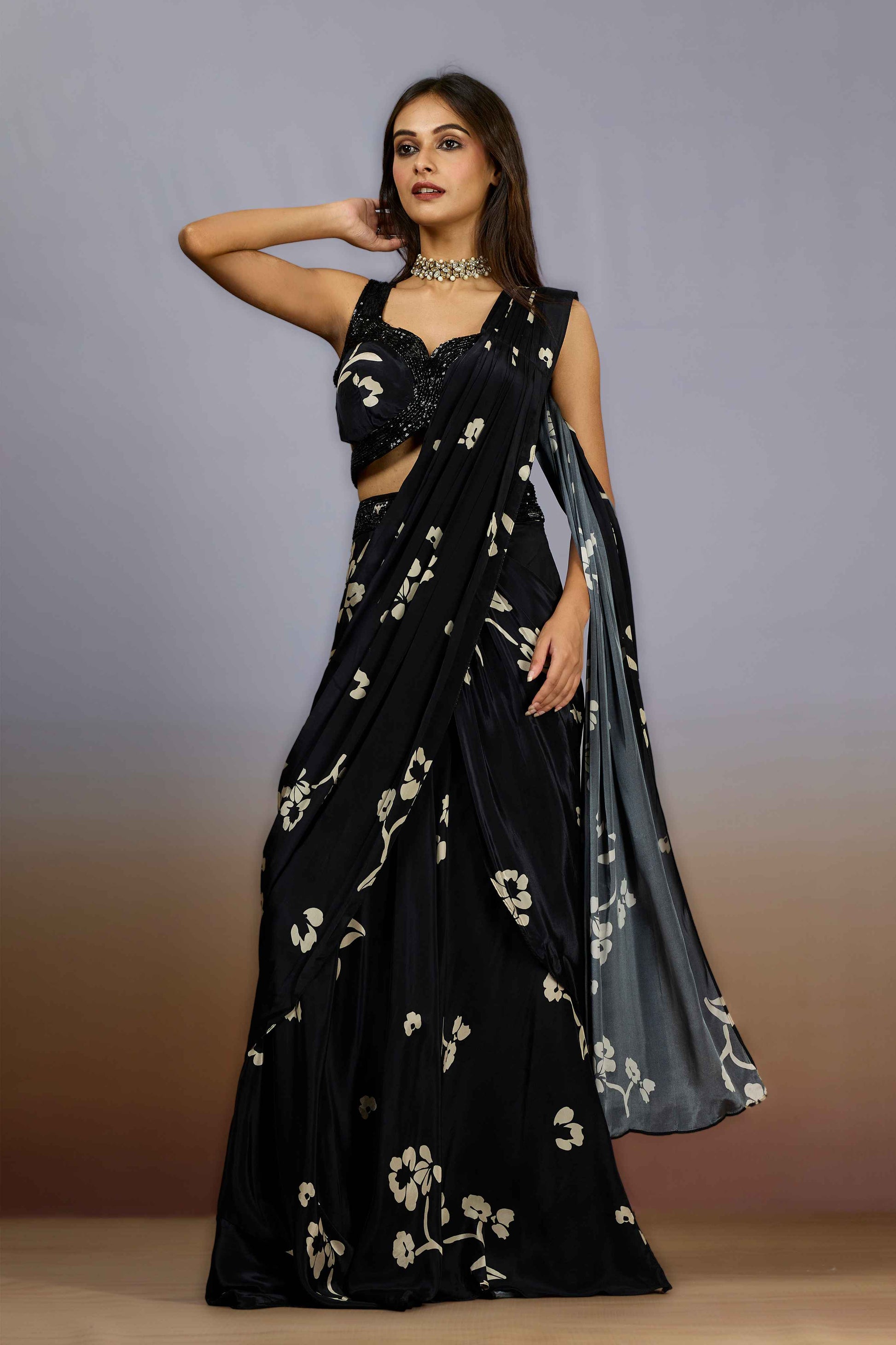 Black Cut Dana HO silk Indo Western 1022-10109