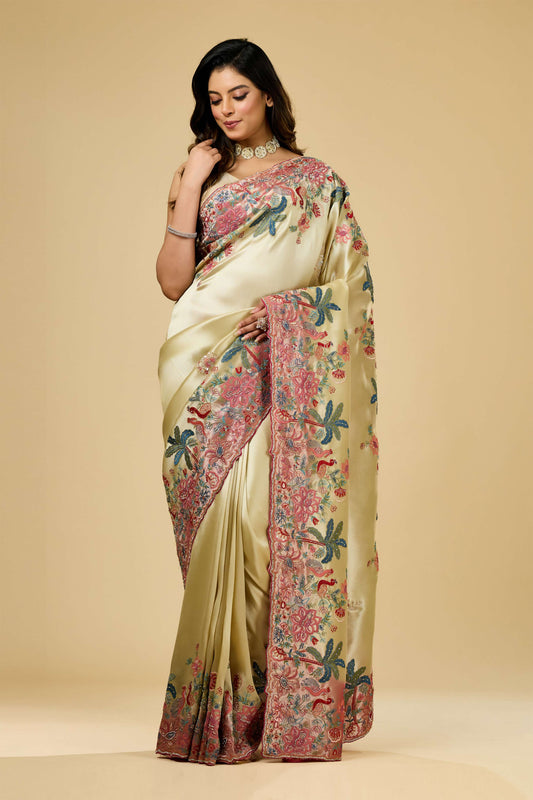 Multicolor Embroidery Tissue Sarees 1007-10015