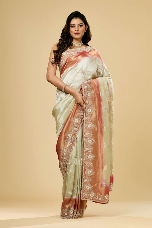 Multicolor Cut Dana Tissue Sarees 1007-10018