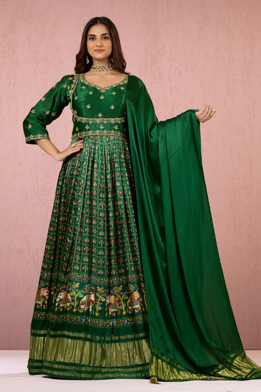 Green Boolean work Modal Dress 1015-10070