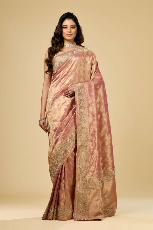 Pink Boolean work Tissue Sarees 1007-10008