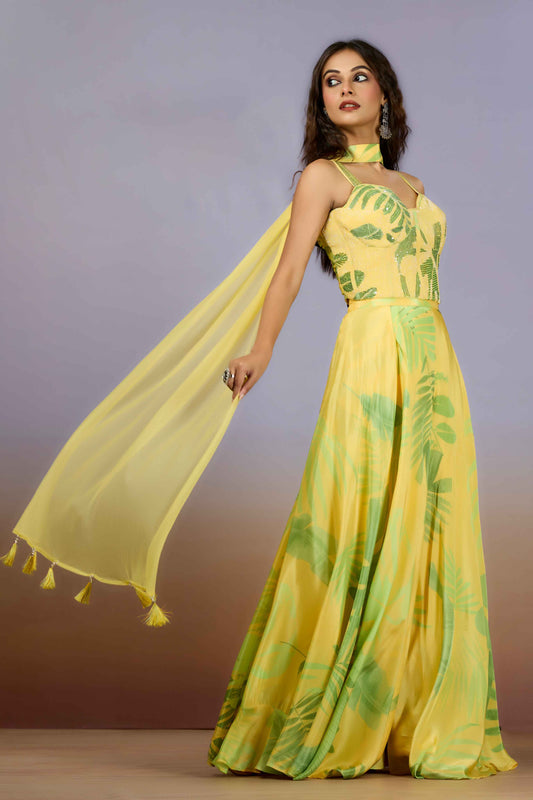 Yellow Cut Dana HO silk Indo Western 1017-10101