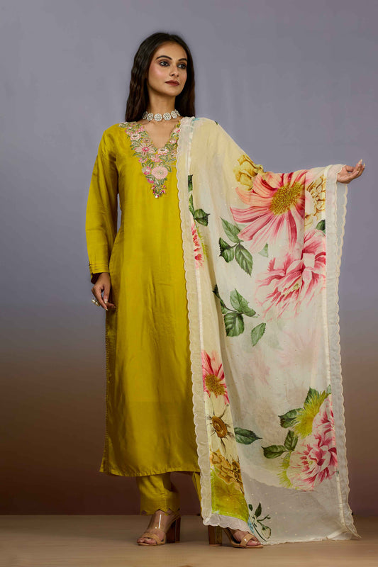 Yellow Sequins HO silk Indo Western 1016-10086