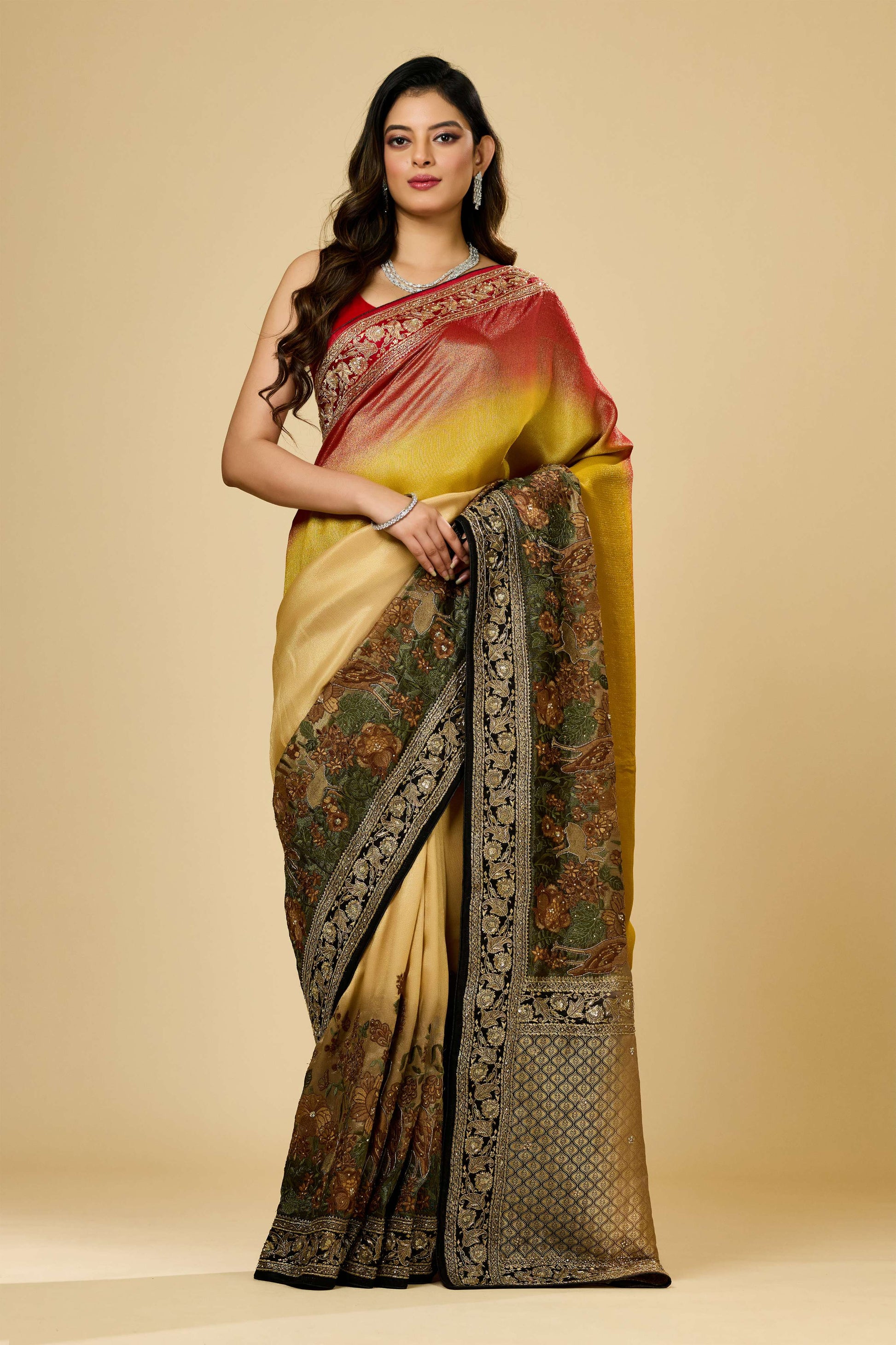 Multicolor Boolean work Silk Sarees 1007-10006