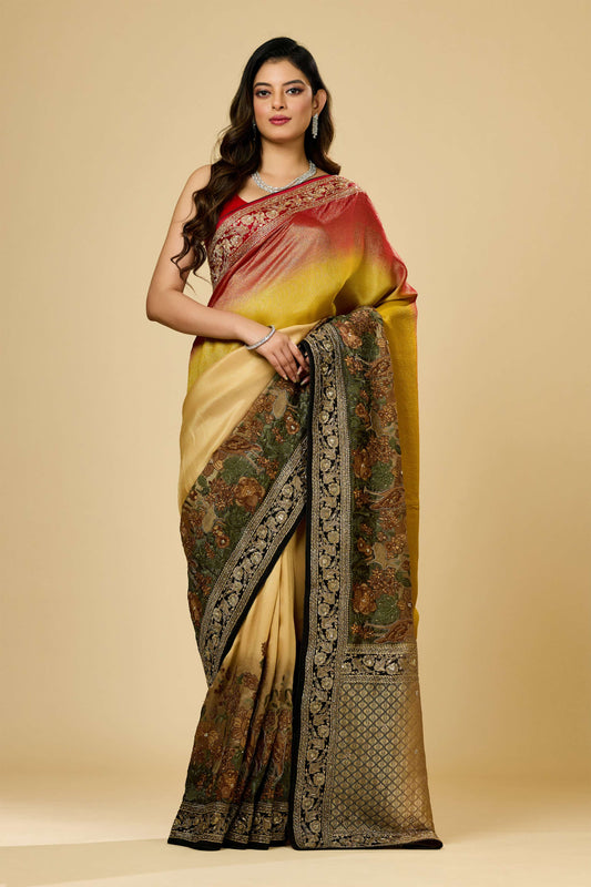 Multicolor Boolean work Silk Sarees 1007-10006