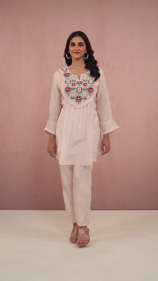 Pink Kutch work HO silk Coord Set 1014-10045