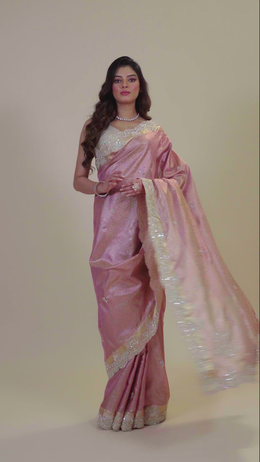 Peach Cut Dana Jacquard Sarees 1007-10017