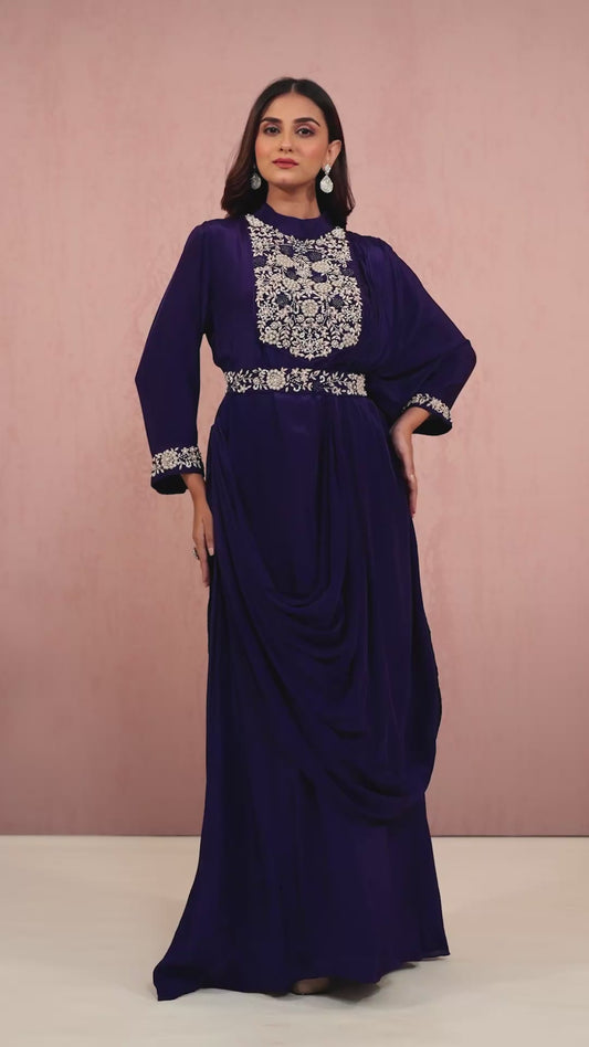 Purple zardozi work HO silk Dress 1014-10071