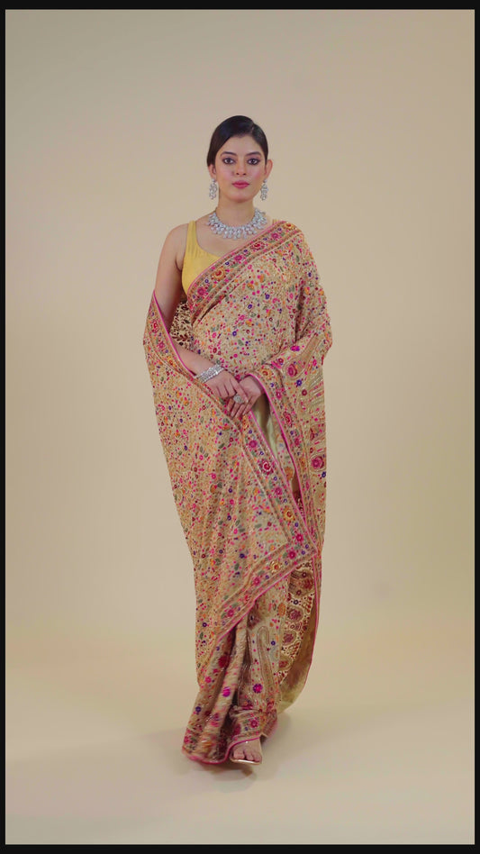 Beige Kashmiri Georgette Sarees 1007-10002