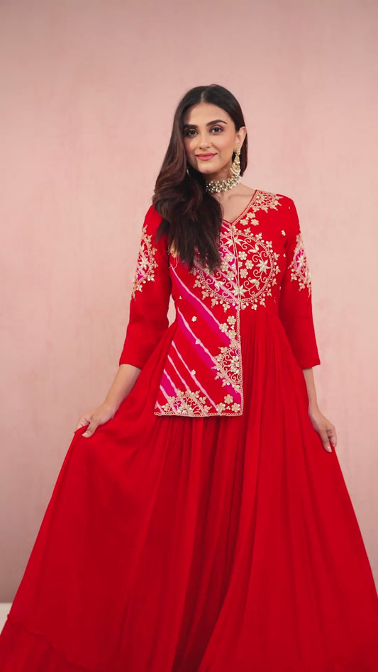 Red Boolean work Chinon Dress 1015-10068