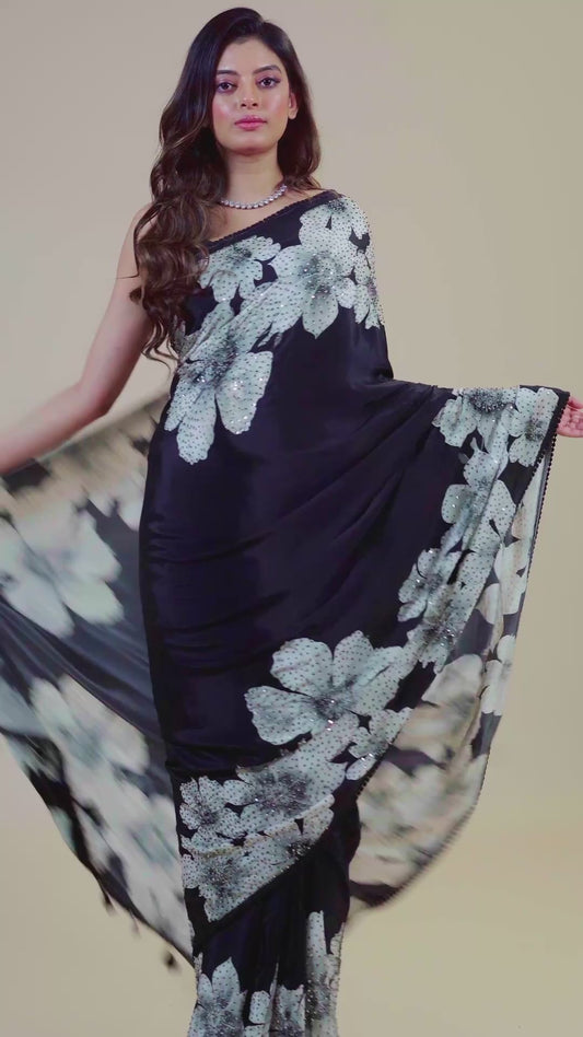 Printed Cut Dana Semi crepe Sarees 1011-10036