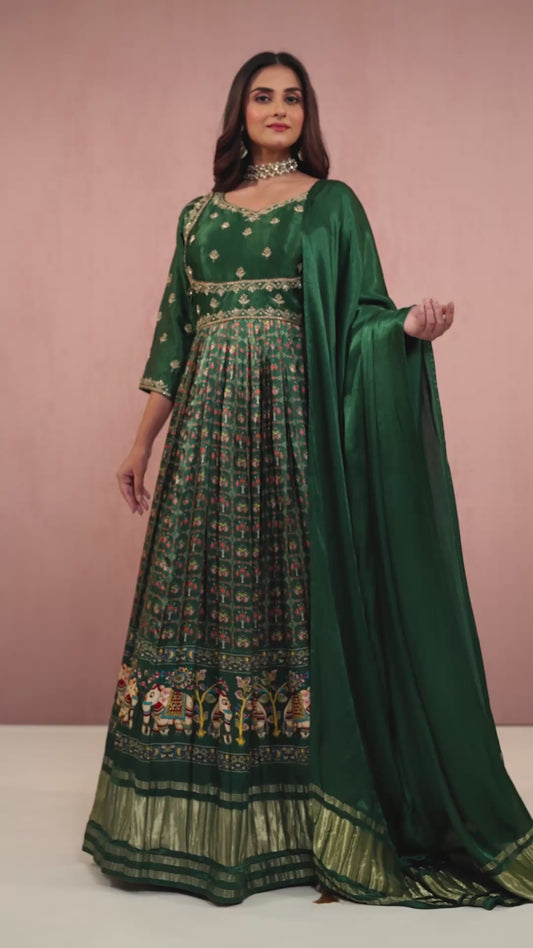 Green Boolean work Modal Dress 1015-10070