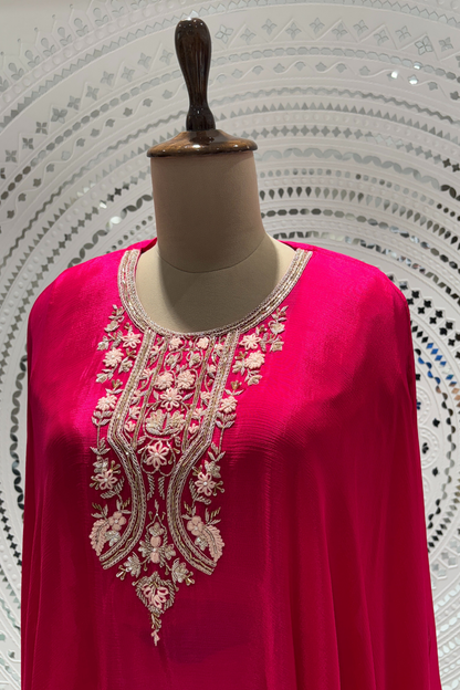 Pink Resham work Dola Silk  Indo Western 1017-10129